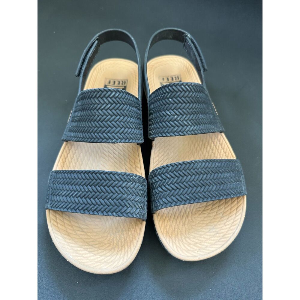 Reef Water Vista Womens Sandals Size 9 Black Tan Water Friendly Flatform Strap - Picture 5 of 10